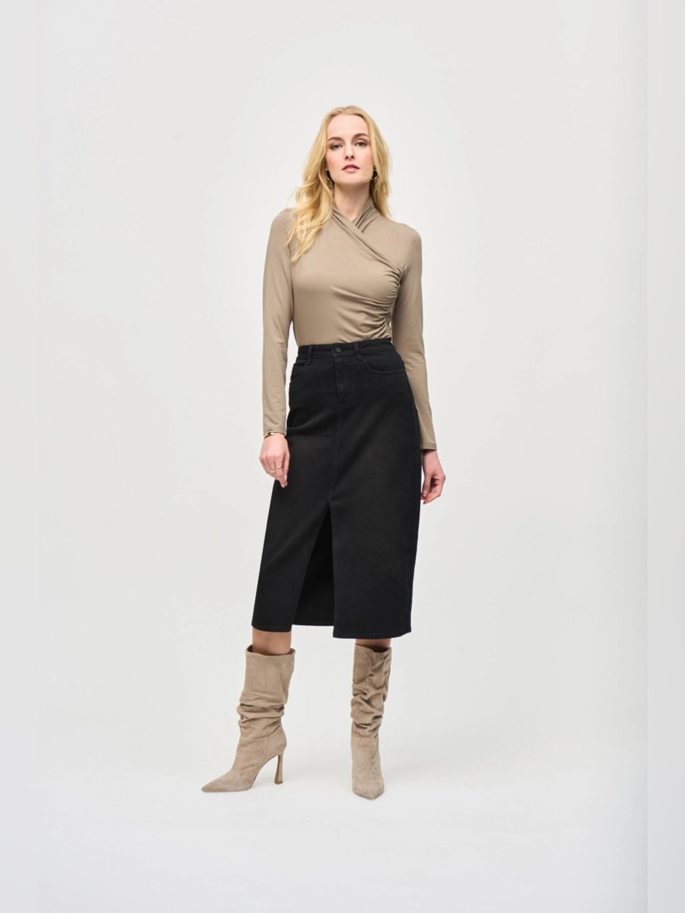 Jersey Knit Fitted Top (Java) - Joseph Ribkoff - Picture 2 of 4